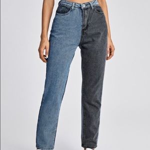 Straight Leg Two-Tone Jeans